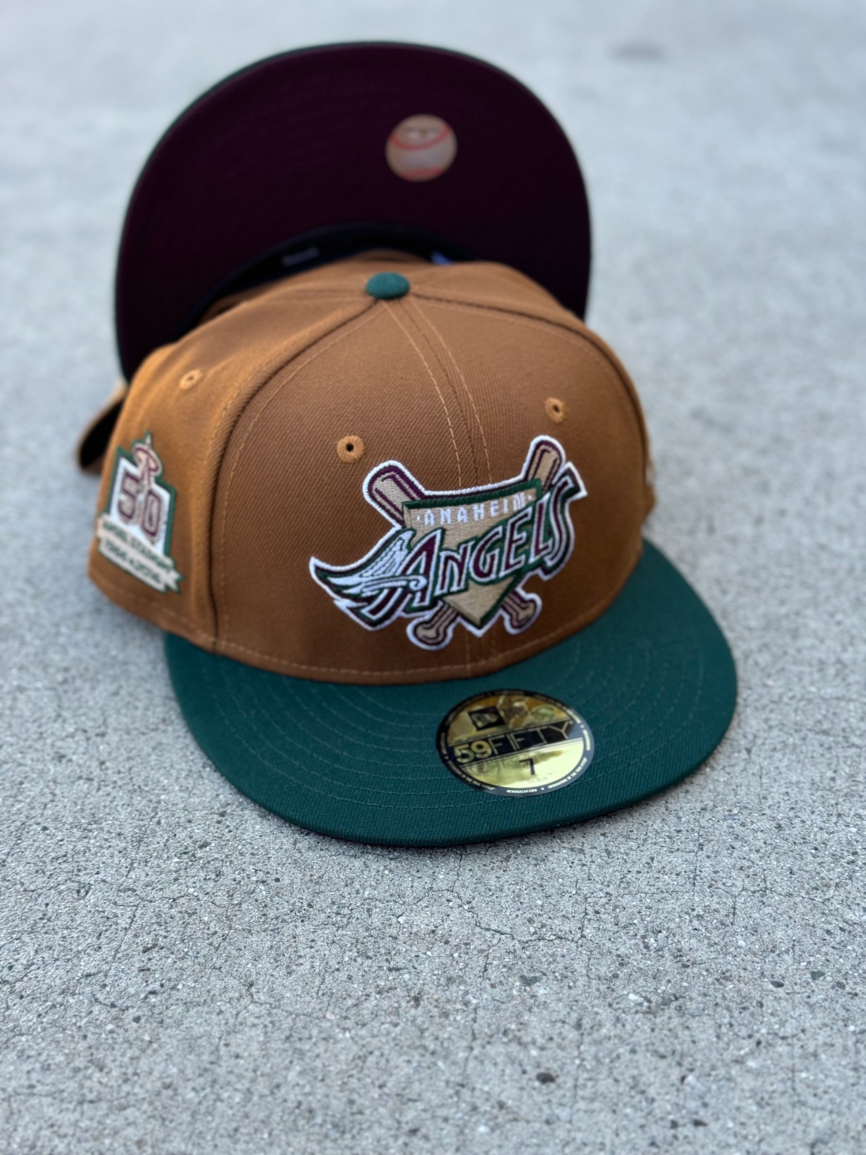 Anaheim Angels Script Bat 2 Tone Peanut Green Maroon UV 50th Patch