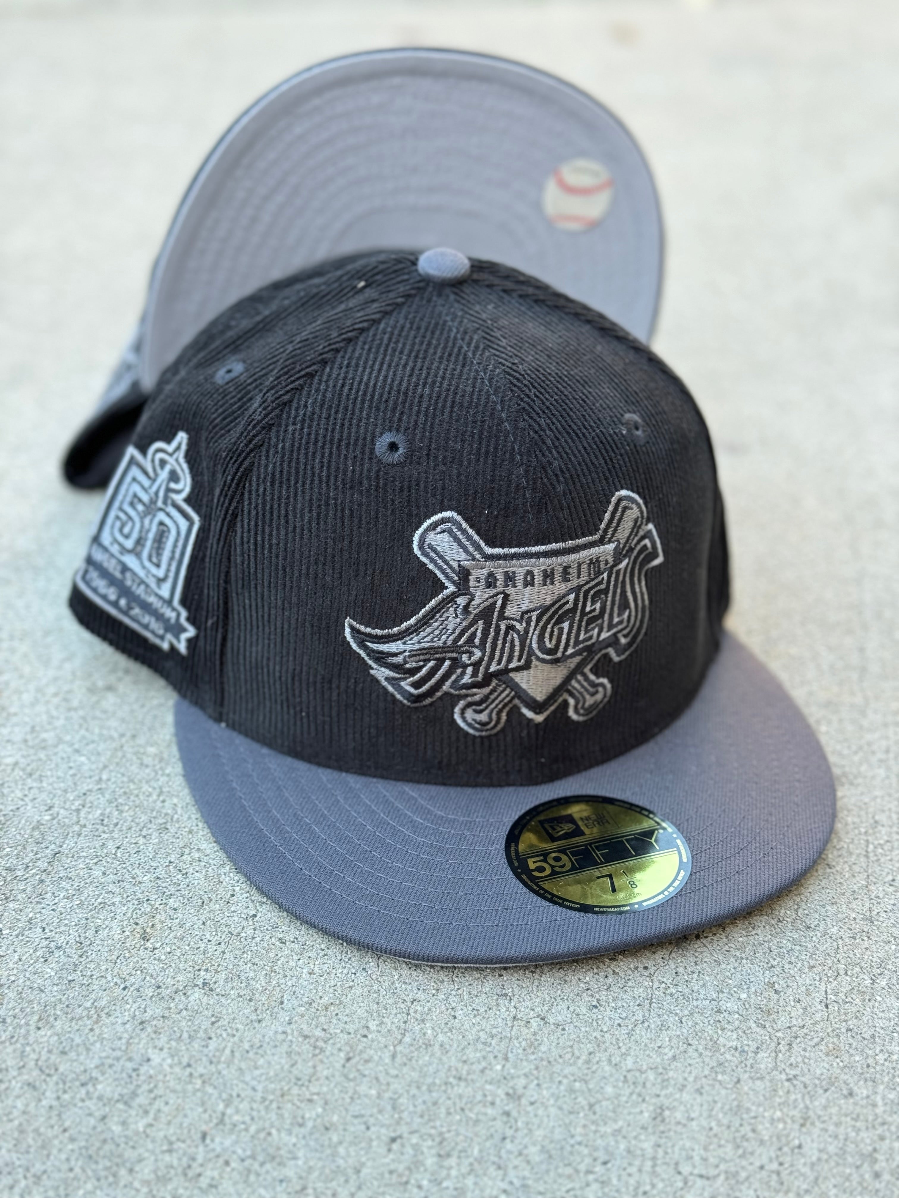 Anaheim Angels Bat Script Logo 2Tone Cord Graphite Grey UV 50th Stadium
