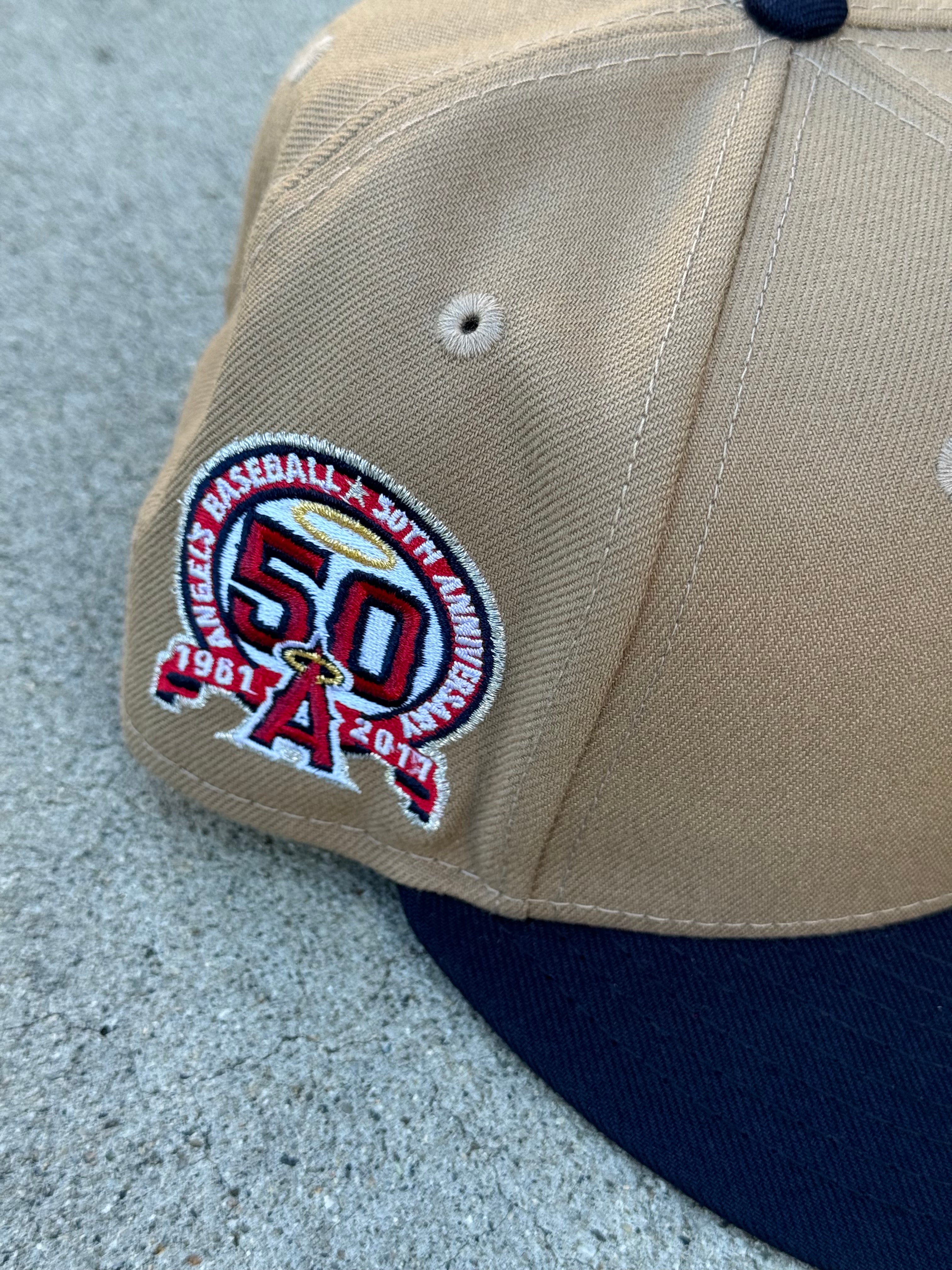 Anaheim Angels 2Tone Khaki Navy Red UV 50th Patch