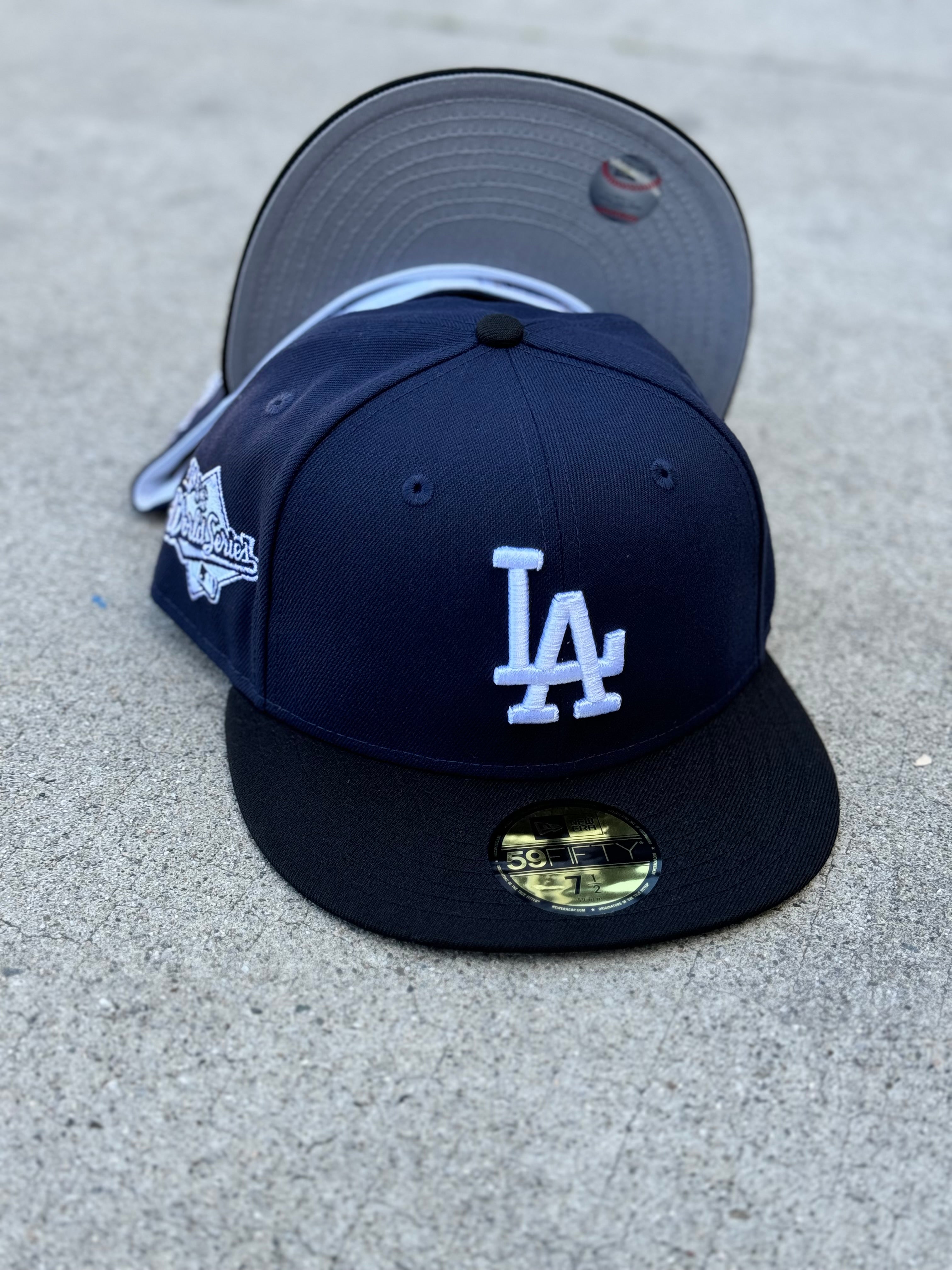 Los Angeles Dodgers 2Tone Navy Black Grey UV88 Anniversary Patch White Headband