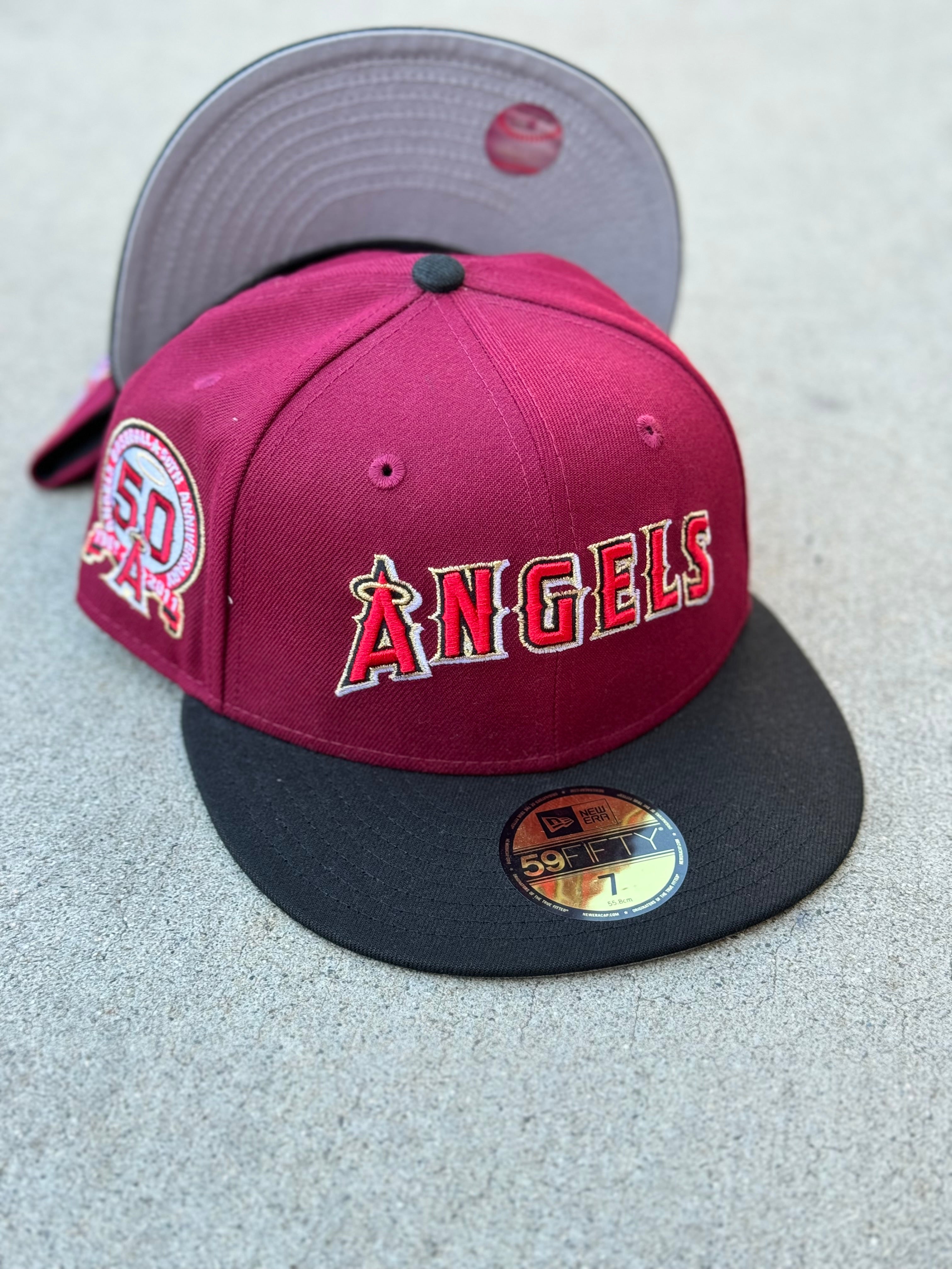 Anaheim Angels Script 2 Tone Maroon Black Grey UV 50th Anniversary