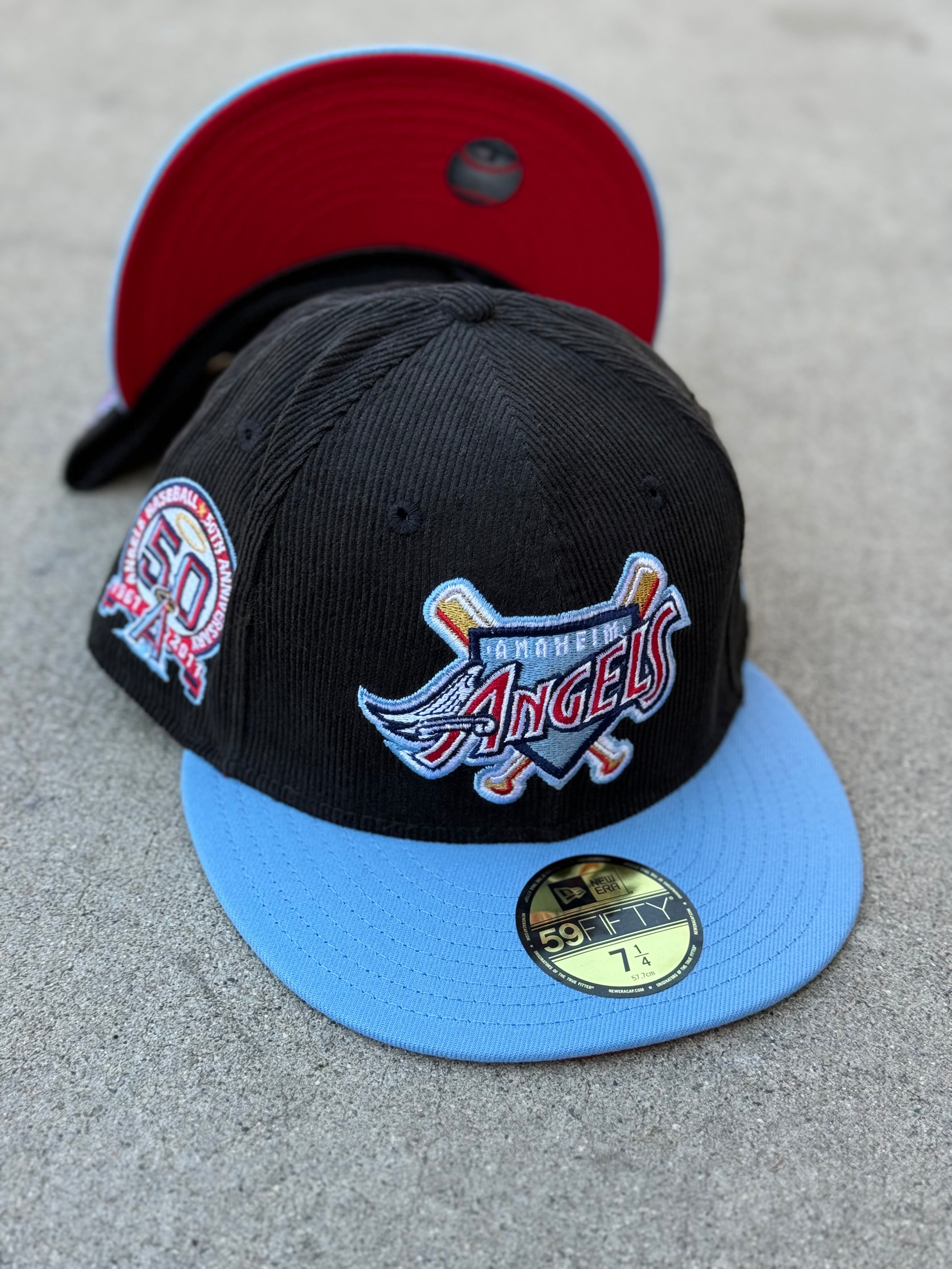 Anaheim Angels 2Tone Black Cord Baby Blue Red Uv 50th Patch