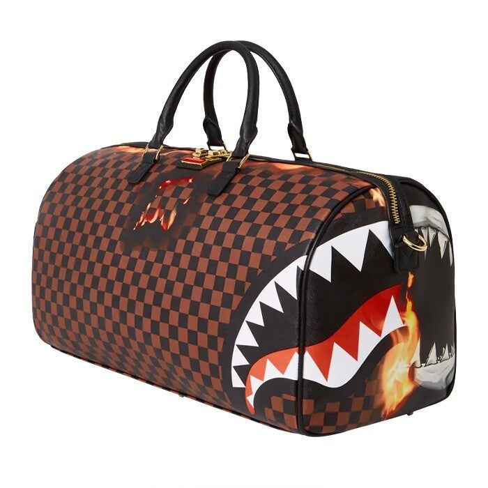 Sharks In Paris Split Duffle Brown Bag Checkered Black Monogram