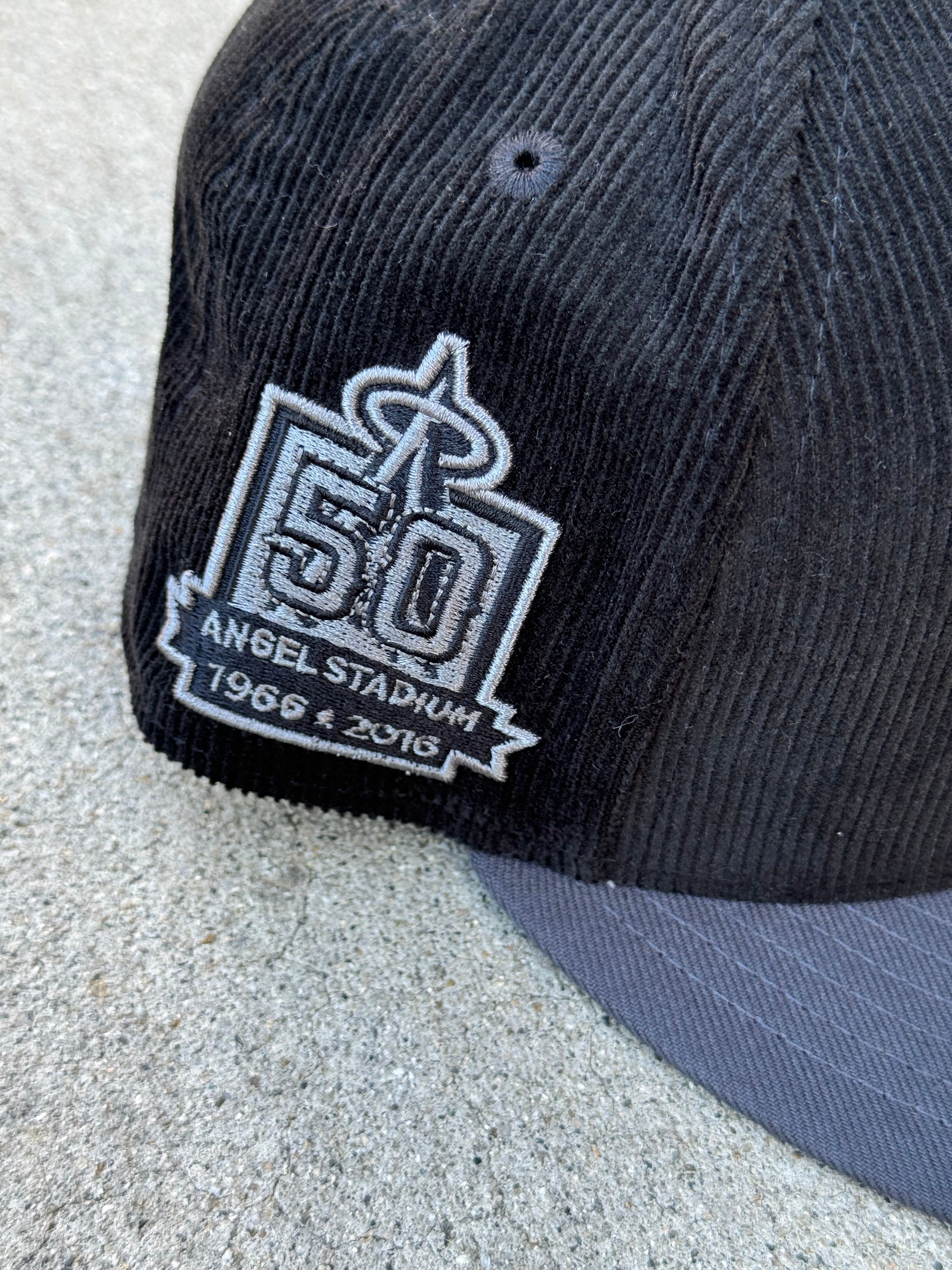 Anaheim Angels Bat Script Logo 2Tone Cord Graphite Grey UV 50th Stadium