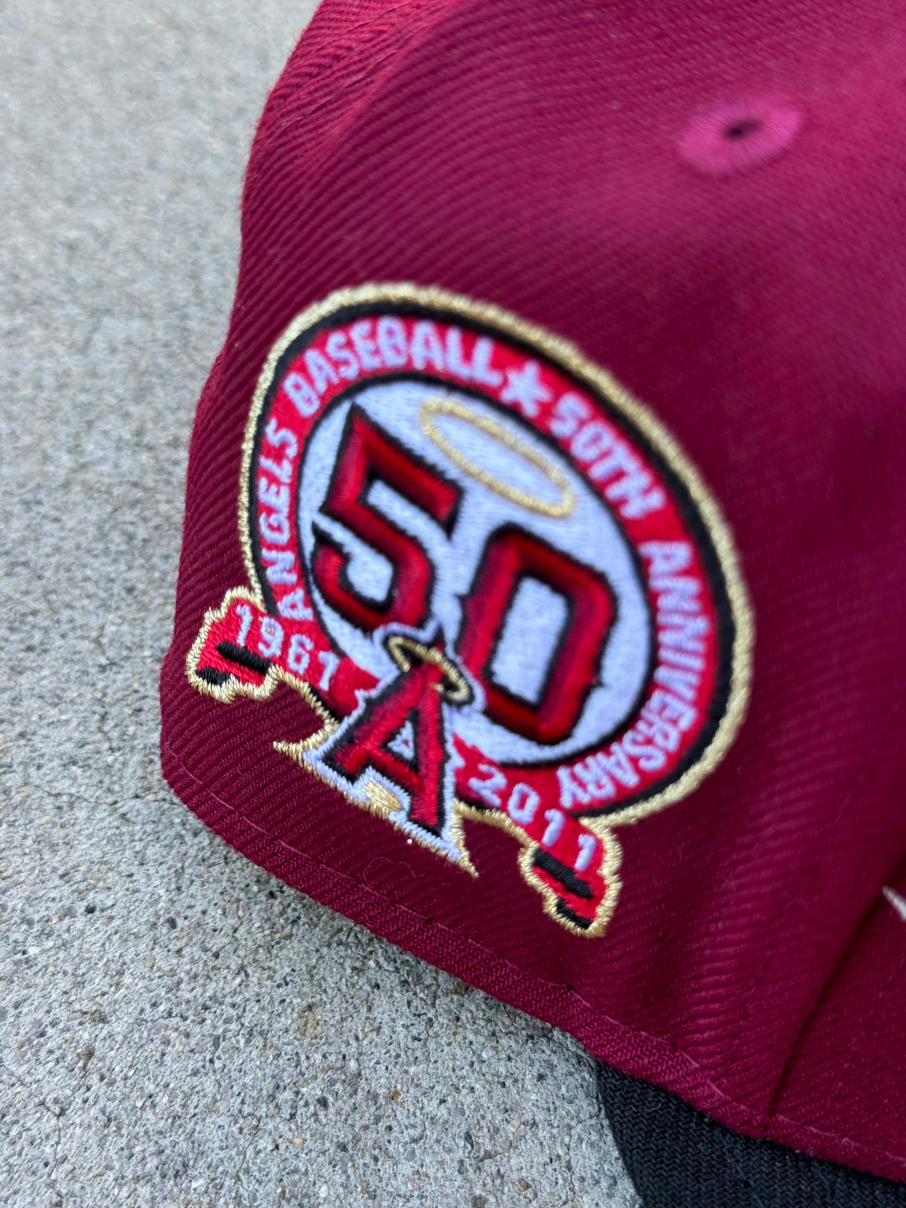 Anaheim Angels Script 2 Tone Maroon Black Grey UV 50th Anniversary