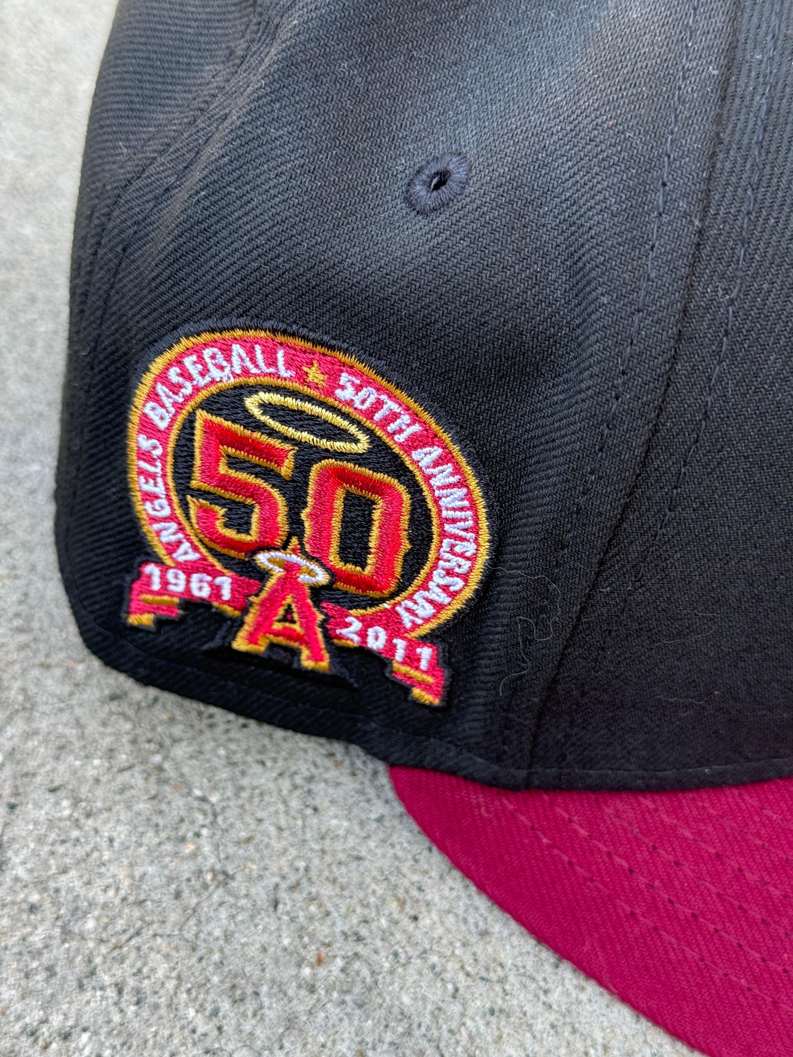 Anaheim Angels 2Tone Black Burgundy Grey UV 50th Patch